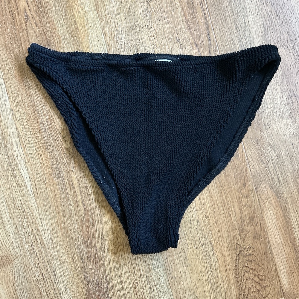 Black Textured Bikini Bottom
